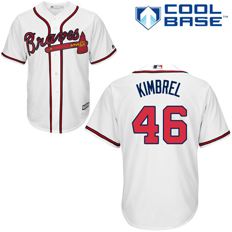 Atlanta Braves #46 Craig Kimbrel Youth Authentic White Home Majestic MLB Cool Base Jersey