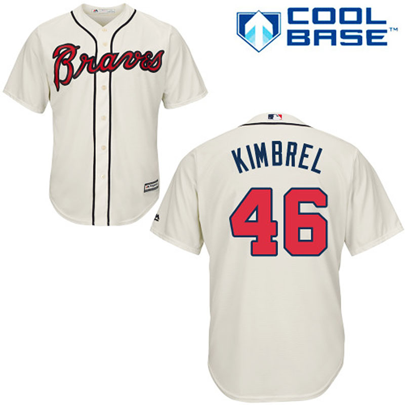 Atlanta Braves #46 Craig Kimbrel Youth Authentic Cream Alternate Majestic MLB Cool Base Jersey