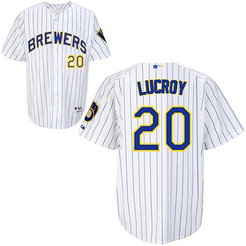 Milwaukee Brewers #20 Jonathan Lucroy White (blue strip) Jersey