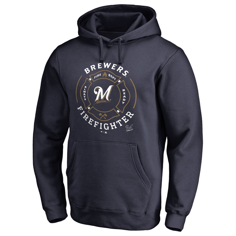 Milwaukee Brewers Navy Firefighter Aunthetic Pullover Hoodie