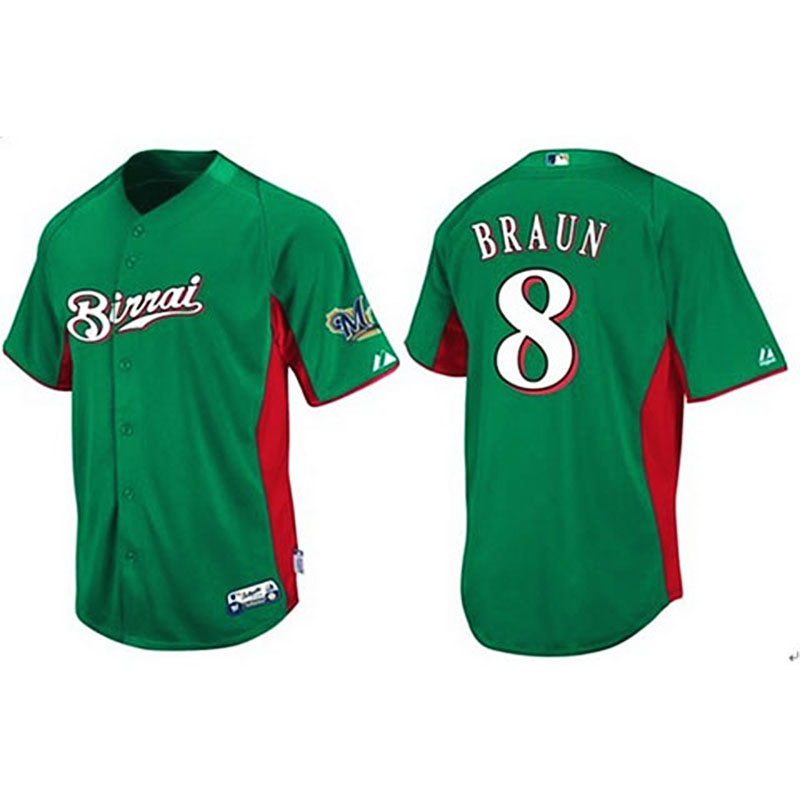 Milwaukee Brewers #8 Ryan Braun Green Birrai Cool Base Jersey