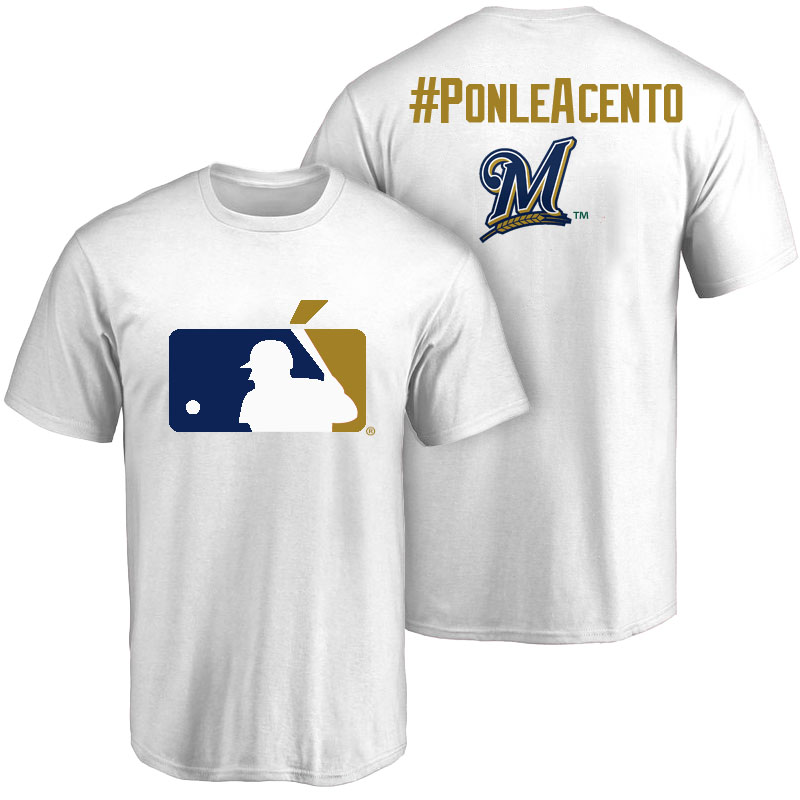 Milwaukee Brewers White Hispanic Heritage Month PonleAcento T-Shirt