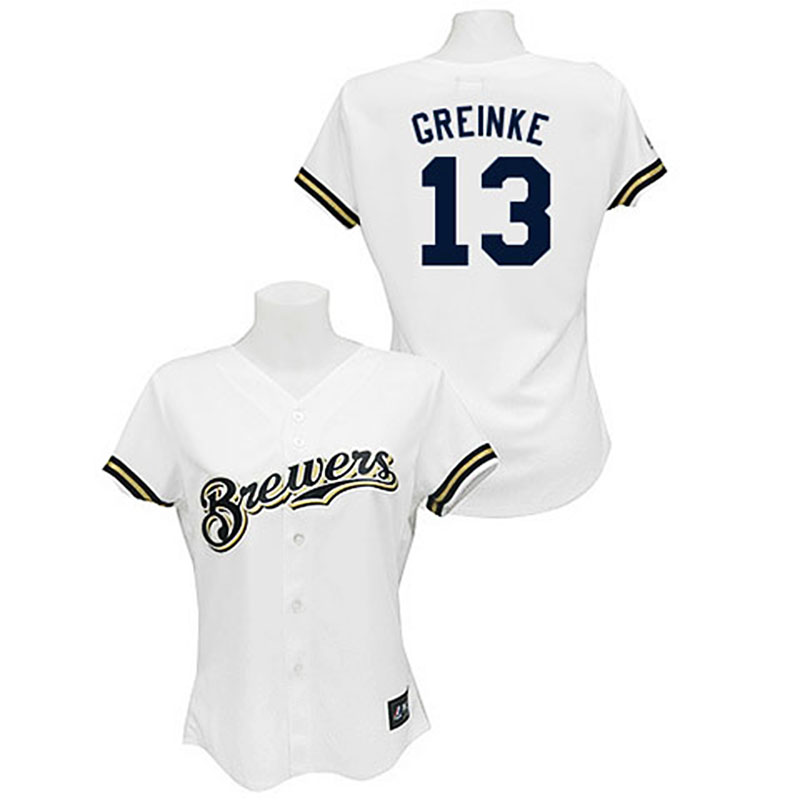 Milwaukee Brewers #13 Zack Greinke White Women's Fashion Jersey