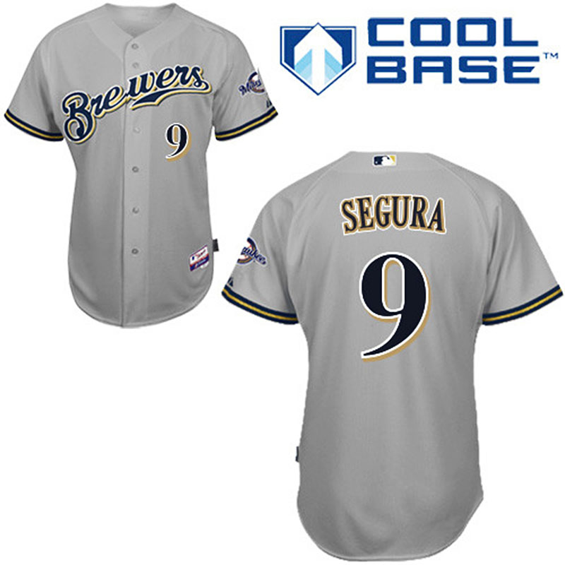 Milwaukee Brewers #9 Jean Segura Men's Authentic Grey Road Majestic MLB Cool Base Jersey