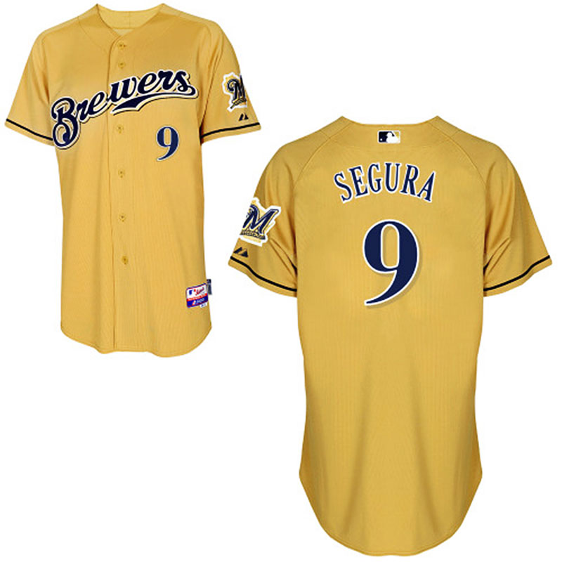 Milwaukee Brewers #9 Jean Segura Men's Authentic Gold Alternate Majestic MLB Cool Base Jersey