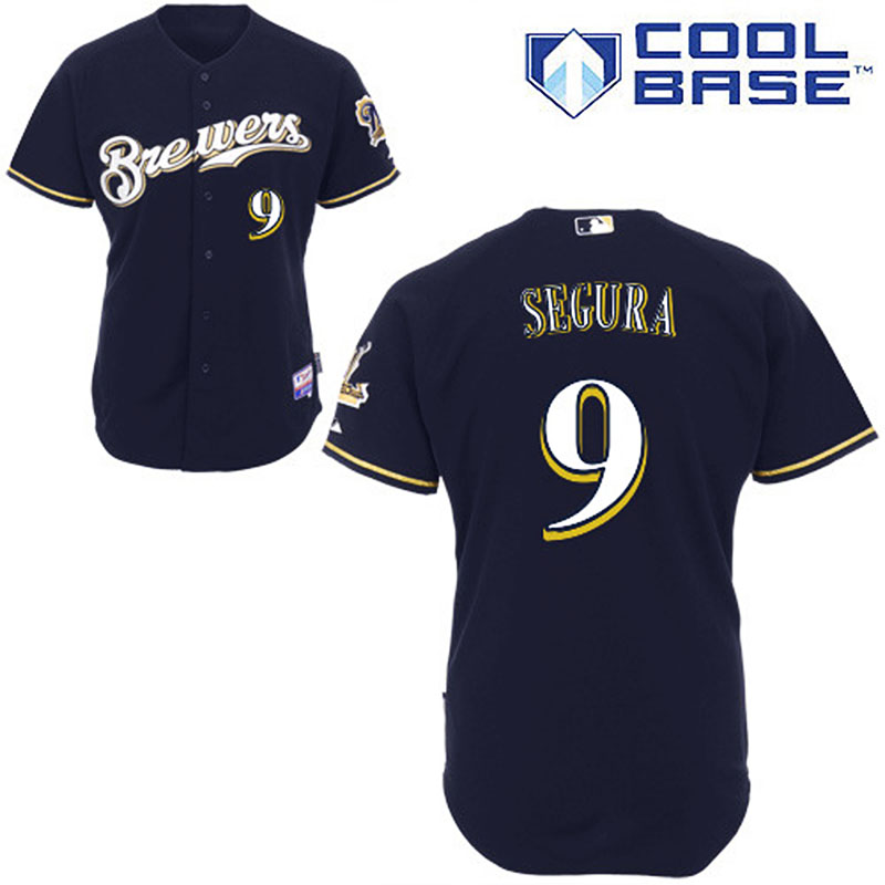 Milwaukee Brewers #9 Jean Segura Men's Authentic Navy Blue Alternate Majestic MLB Cool Base Jersey