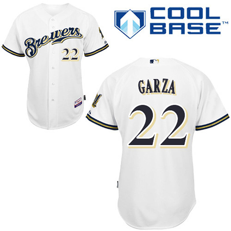 Milwaukee Brewers #22 Matt Garza Men's Authentic White Home Majestic MLB Cool Base Jersey