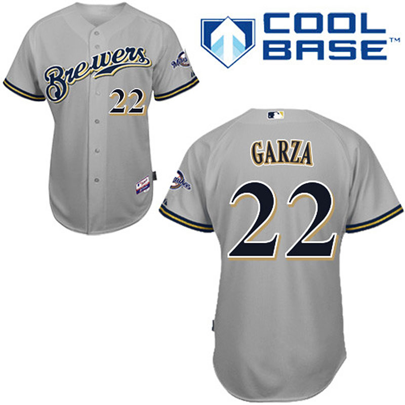 Milwaukee Brewers #22 Matt Garza Men's Authentic Grey Road Majestic MLB Cool Base Jersey