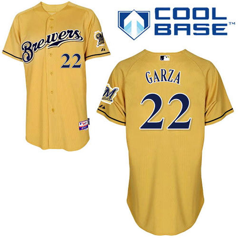 Milwaukee Brewers #22 Matt Garza Men's Authentic Gold Alternate Majestic MLB Cool Base Jersey