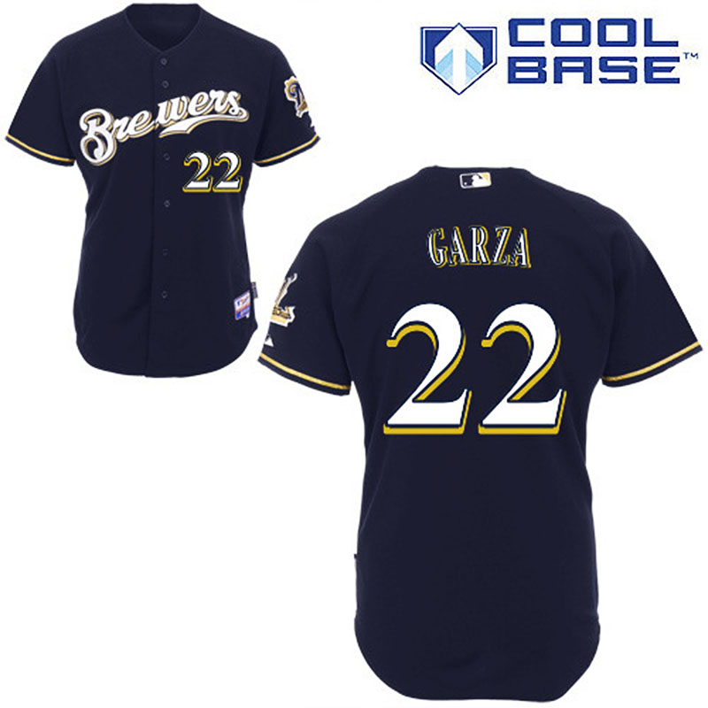 Milwaukee Brewers #22 Matt Garza Men's Authentic Navy Blue Alternate Majestic MLB Cool Base Jersey