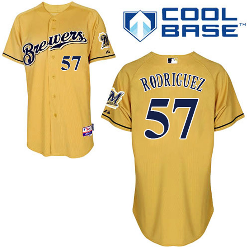 Milwaukee Brewers #57 Francisco Rodriguez Men's Authentic Gold Alternate Majestic MLB Cool Base Jersey