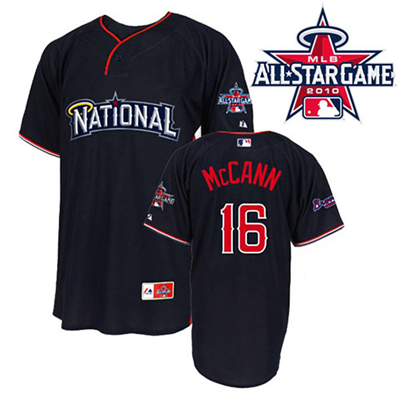 Atlanta Braves #16 Brian McCann Nation League 2010 All Star BP Blue Jersey