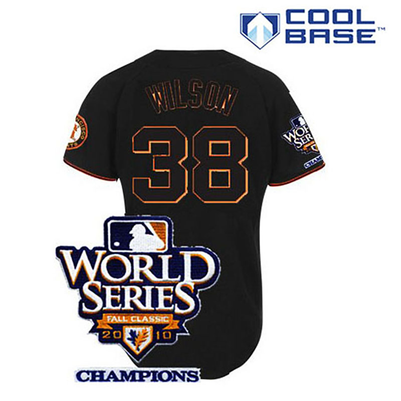 San Francisco Giants #38 Brian Wilson Black Cool Base 2010 World Series Patch Jersey