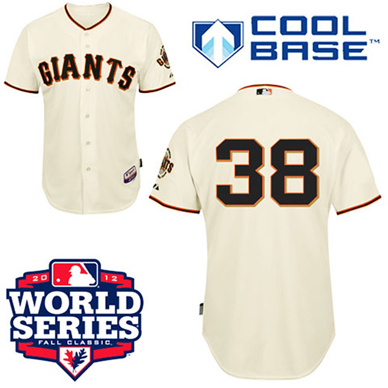 San Francisco Giants #38 Brian Wilson Cool Base Cream with 2012 World Series Patch Jersey