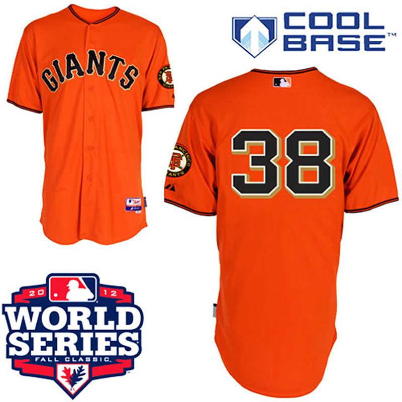 San Francisco Giants #38 Brian Wilson Cool Base Orange with 2012 World Series Patch Jersey