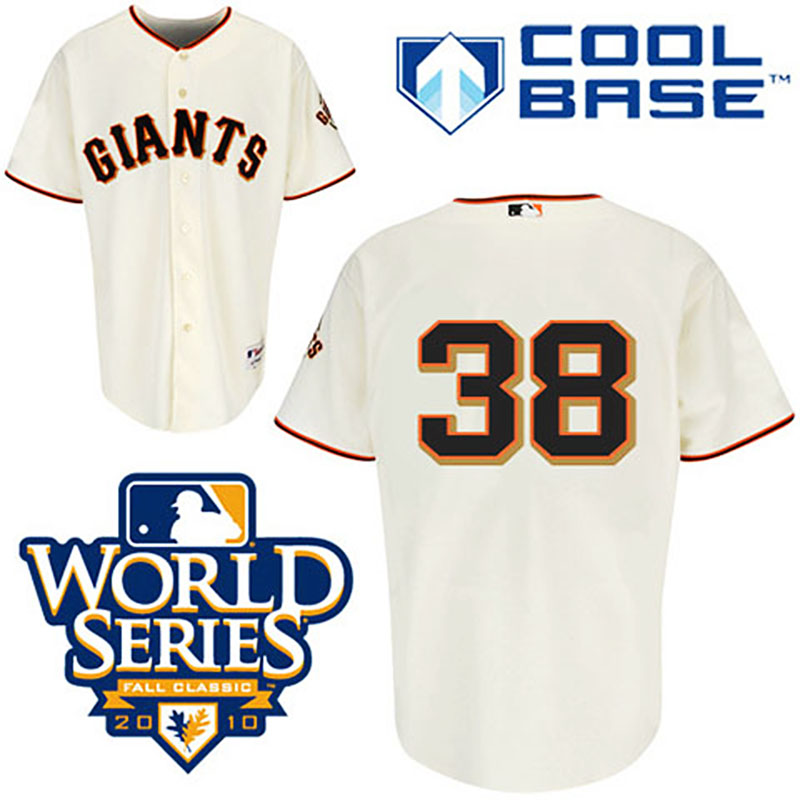 San Francisco Giants #38 Brian Wilson Cream Cool Base 2010 World Series Patch Jersey