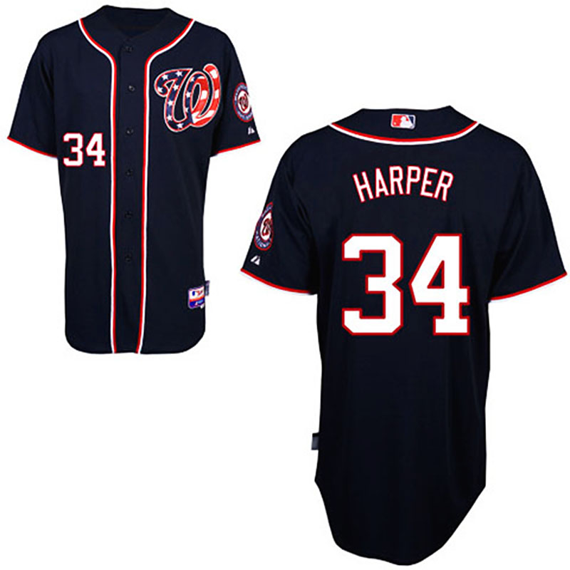 Washington Nationals #34 Bryce Harper Navy Blue 2011 Alternate 2 Cool Base Jersey