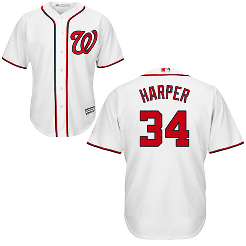 About Washington Nationals #34 Bryce Harper White Home Cool Base Jersey