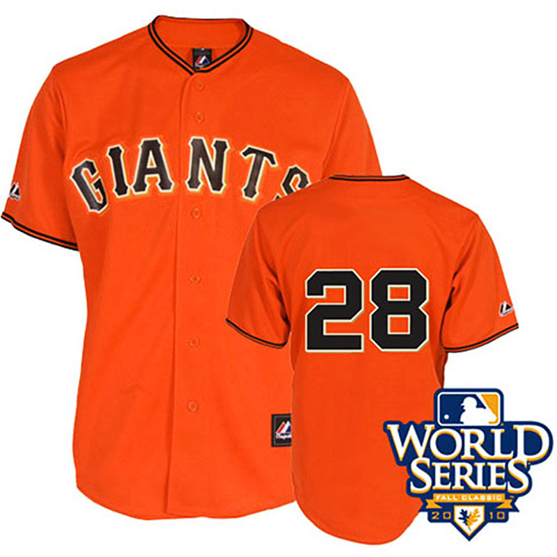 San Francisco Giants #28 Buster Posey Cool Base with 2010 World Series Orange Jersey