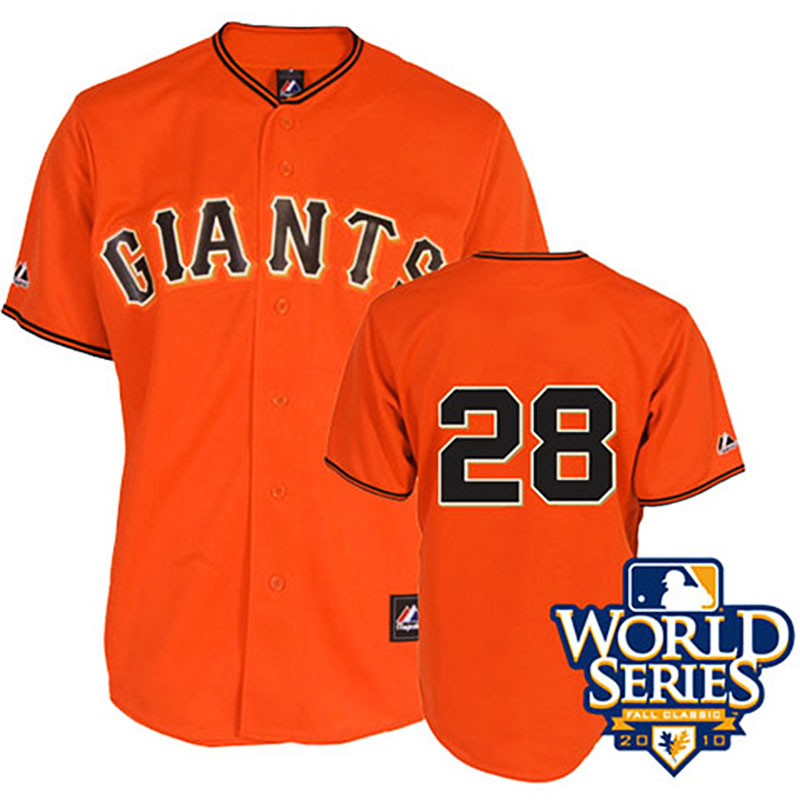 San Francisco Giants #28 Buster Posey Youth Orange 2010 World Series Patch Jersey