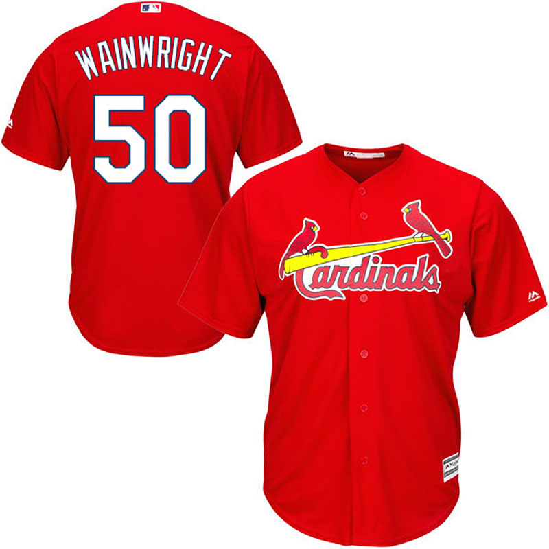 St. Louis Cardinals #50 Adam Wainwright Red Alternate Cool Base Jersey