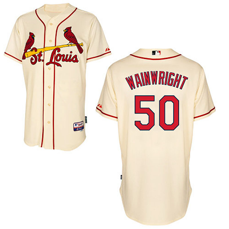 St. Louis Cardinals #50 Adam Wainwright Alternate Authentic Cool Base Ivory Jersey