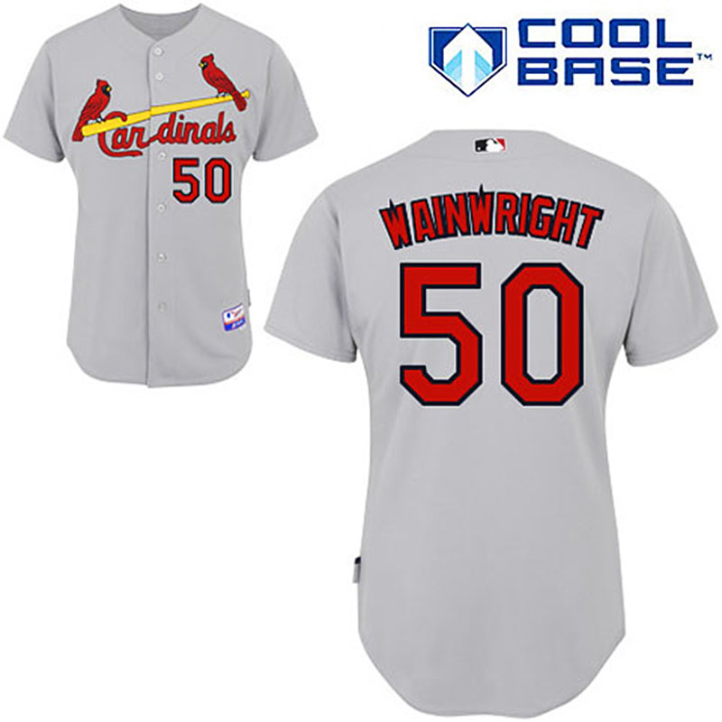 St. Louis Cardinals #50 Adam Wainwright Grey Road Cool Base Jersey