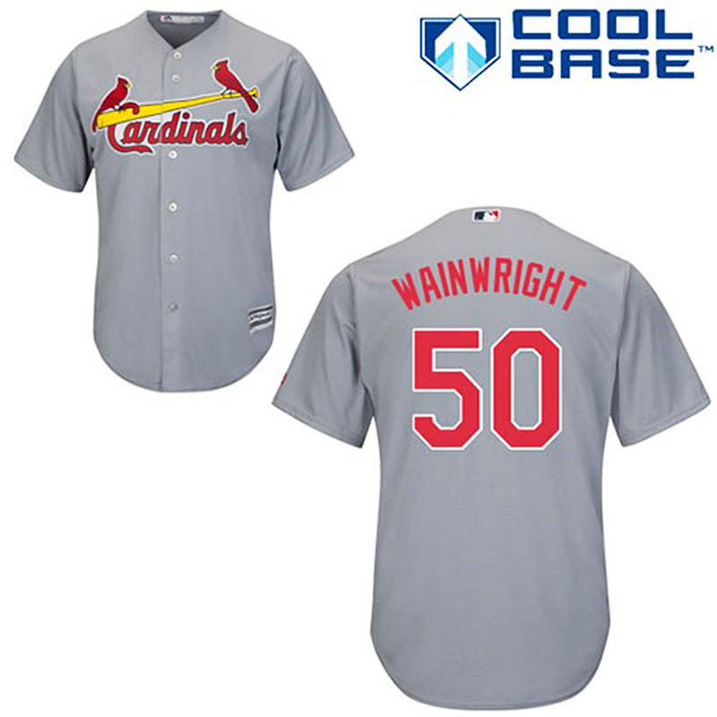 St. Louis Cardinals #50 Adam Wainwright Road Authentic Cool Base Gray Jersey