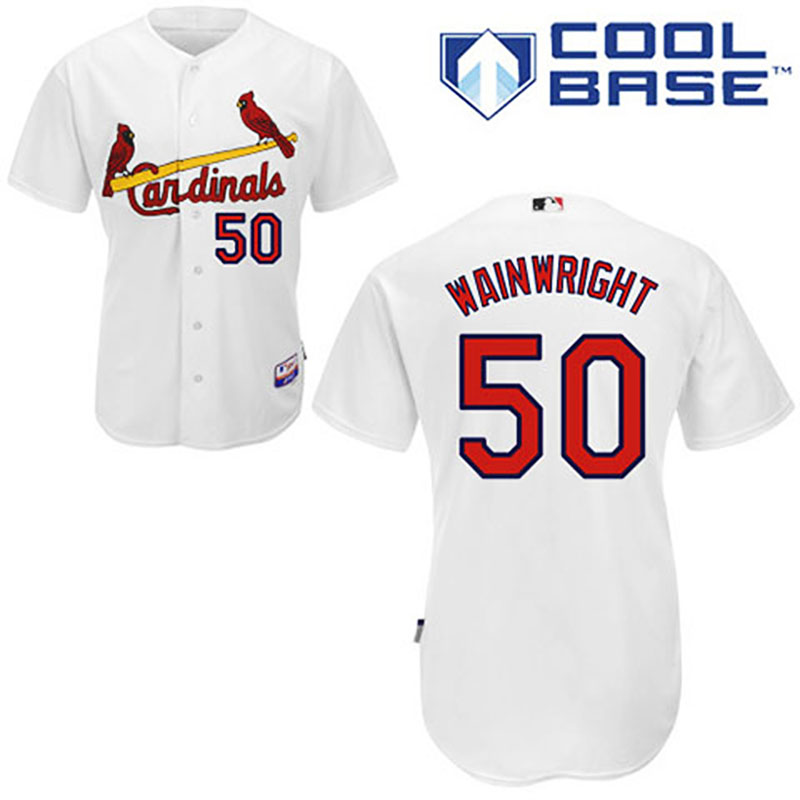 St. Louis Cardinals #50 Adam Wainwright White Home Cool Base Jersey