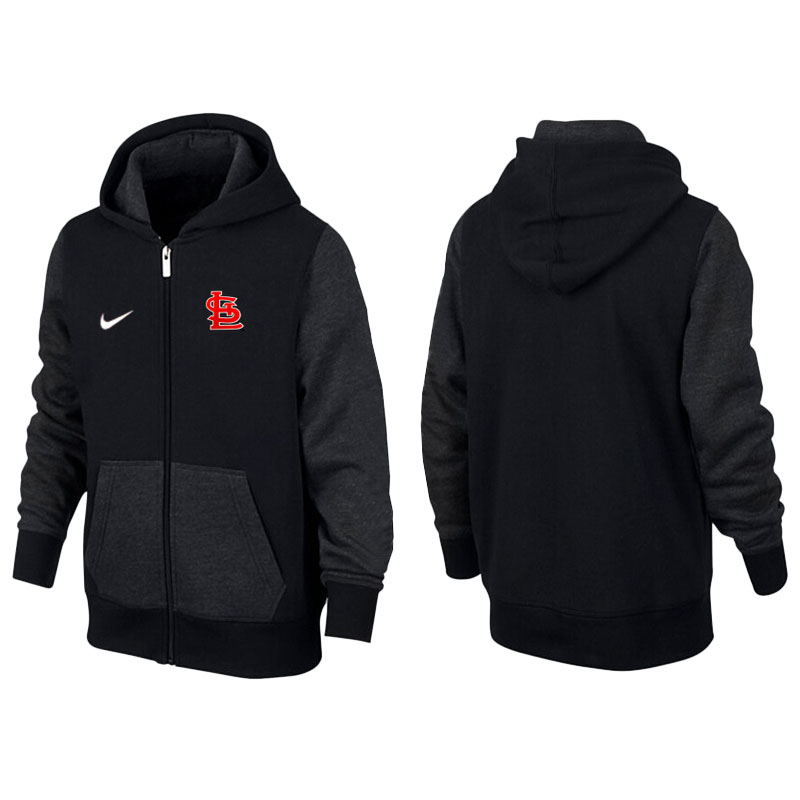 St. Louis Cardinals Black Gray Full-Zip Aunthetic Pullover Hoodie