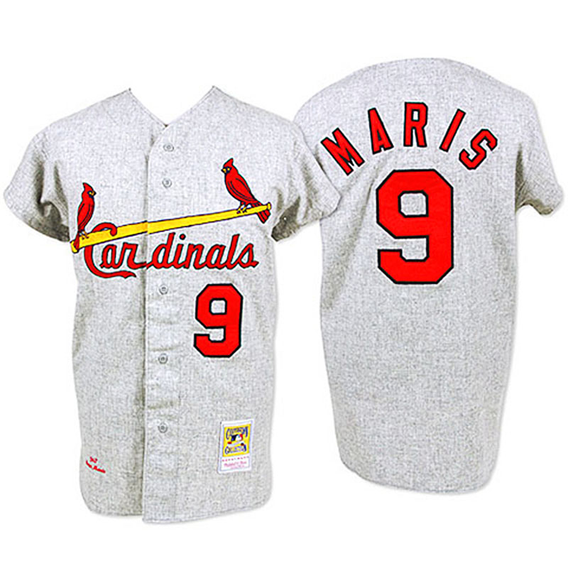 St. Louis Cardinals #9 Roger Maris Grey 1967 Throwback Jersey