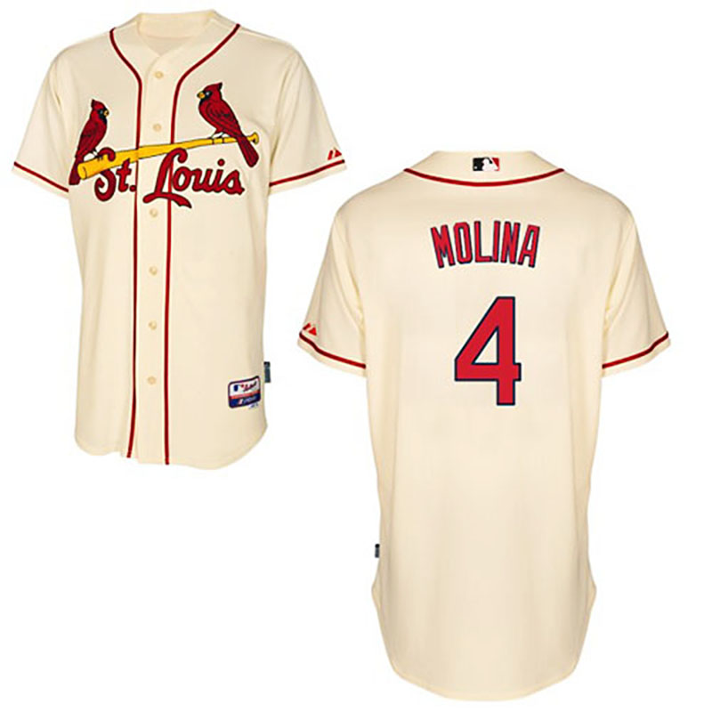 St. Louis Cardinals #4 Yadier Molina Alternate Authentic Cool Base Ivory Jersey