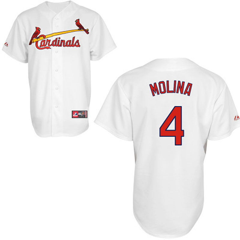 MLB St. Louis Cardinals #4 Yadier Molina White Authentic Cool Base Jersey