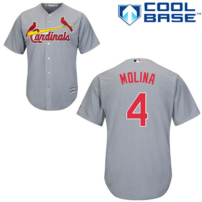 St. Louis Cardinals #4 Yadier Molina Road Authentic Cool Base Gray Jersey