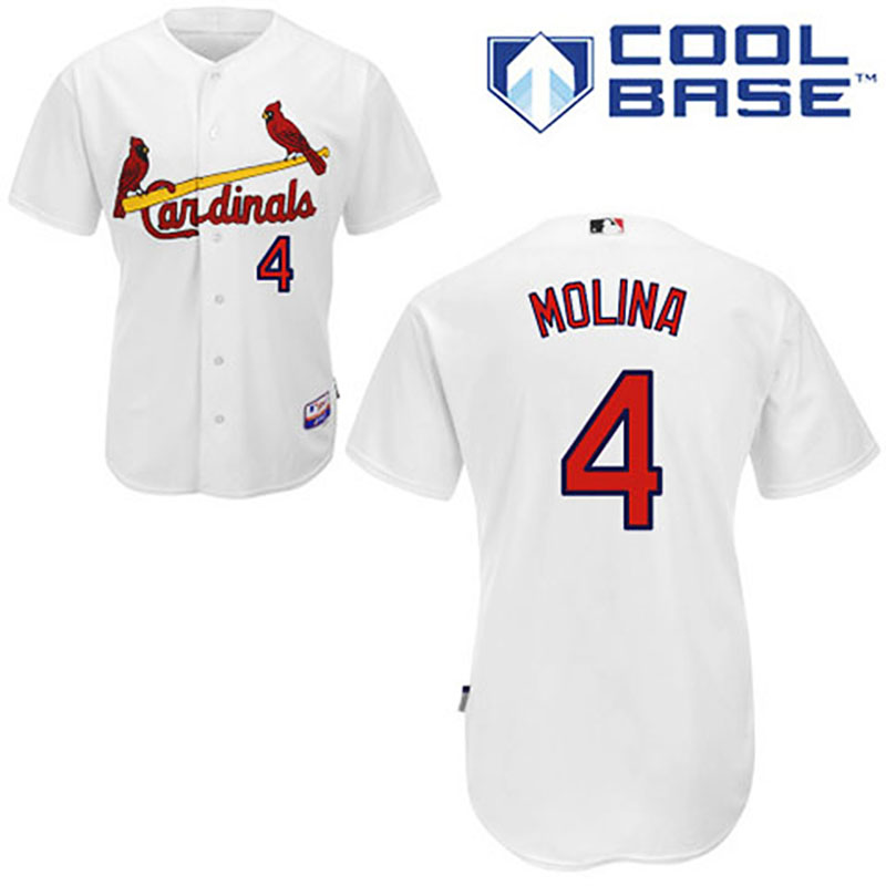 St. Louis Cardinals #4 Yadier Molina White Home Cool Base Jersey