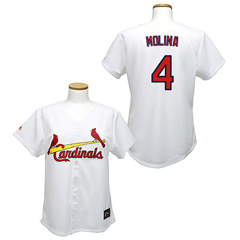 St. Louis Cardinals #4 Yadier Molina White Women's Fashion Jersey