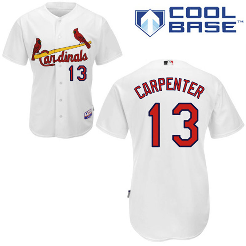 St. Louis Cardinals #13 Matt Carpenter Men's Authentic White Home Majestic MLB Cool Base Jersey