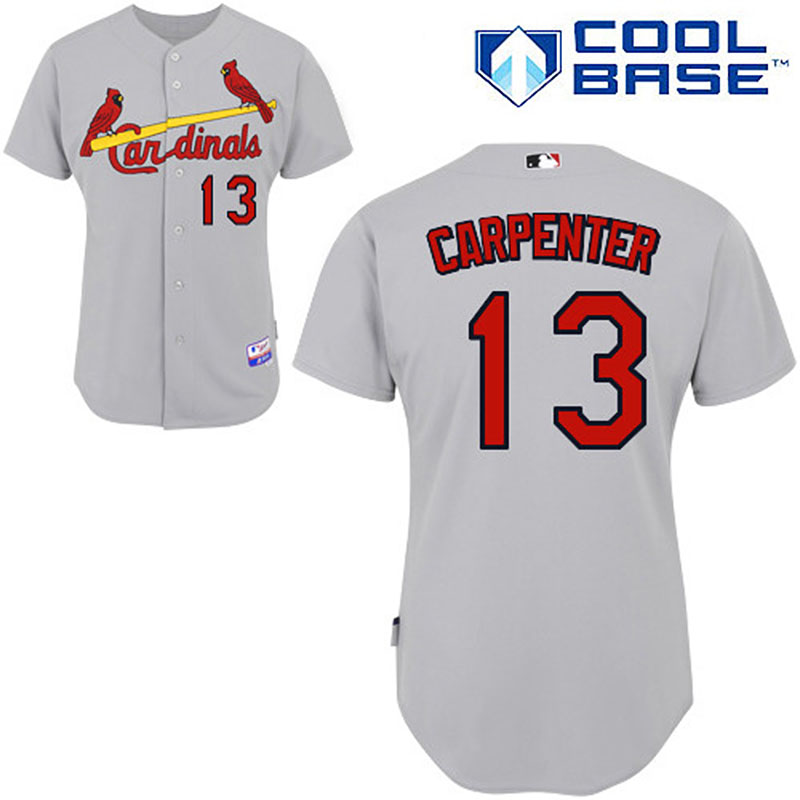 St. Louis Cardinals #13 Matt Carpenter Men's Authentic Grey Road Majestic MLB Cool Base Jersey