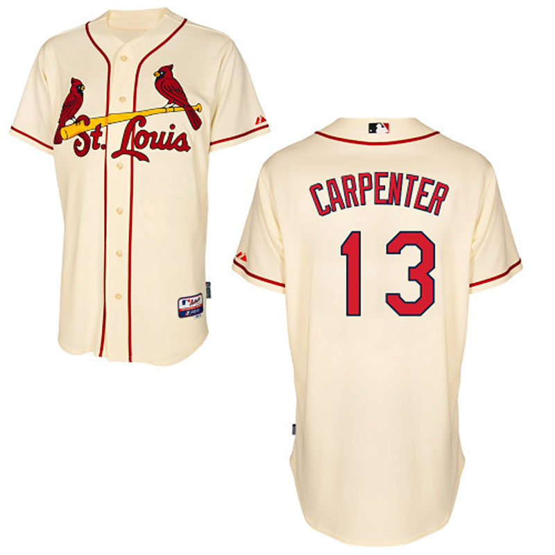 St. Louis Cardinals #13 Matt Carpenter Men's Authentic Cream Alternate Majestic MLB Cool Base Jersey