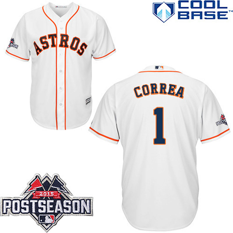 Houston Astros #1 Carlos Correa White Cool Base Home Jersey