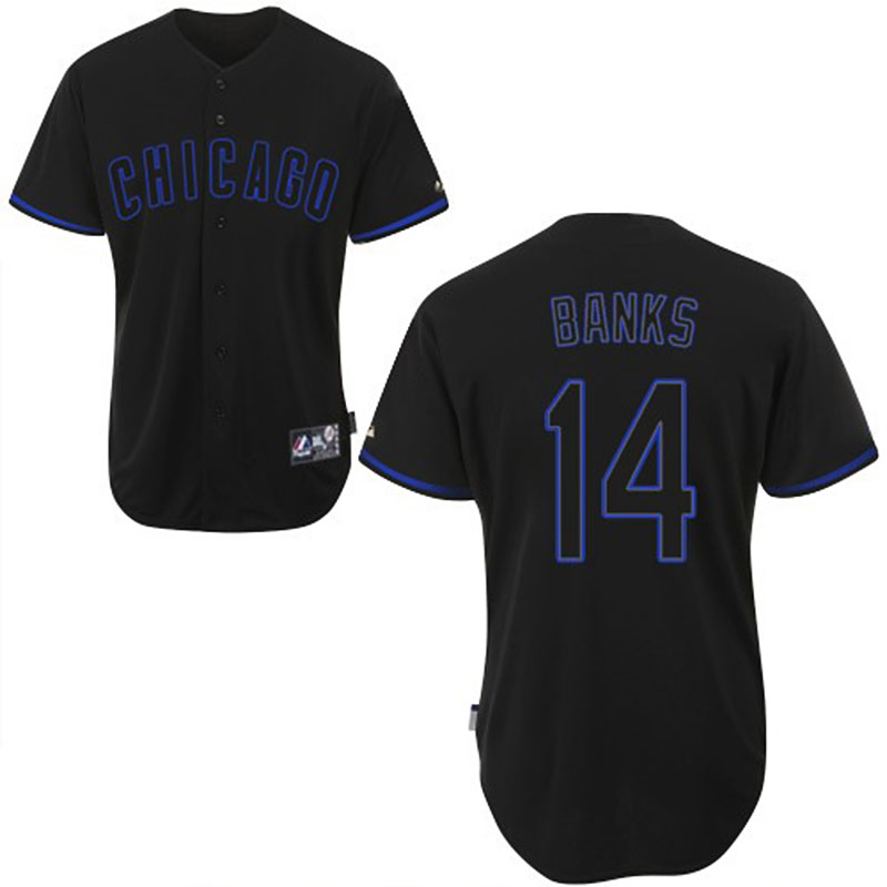 Chicago Cubs #14 Ernie Banks Black Fashion Jersey