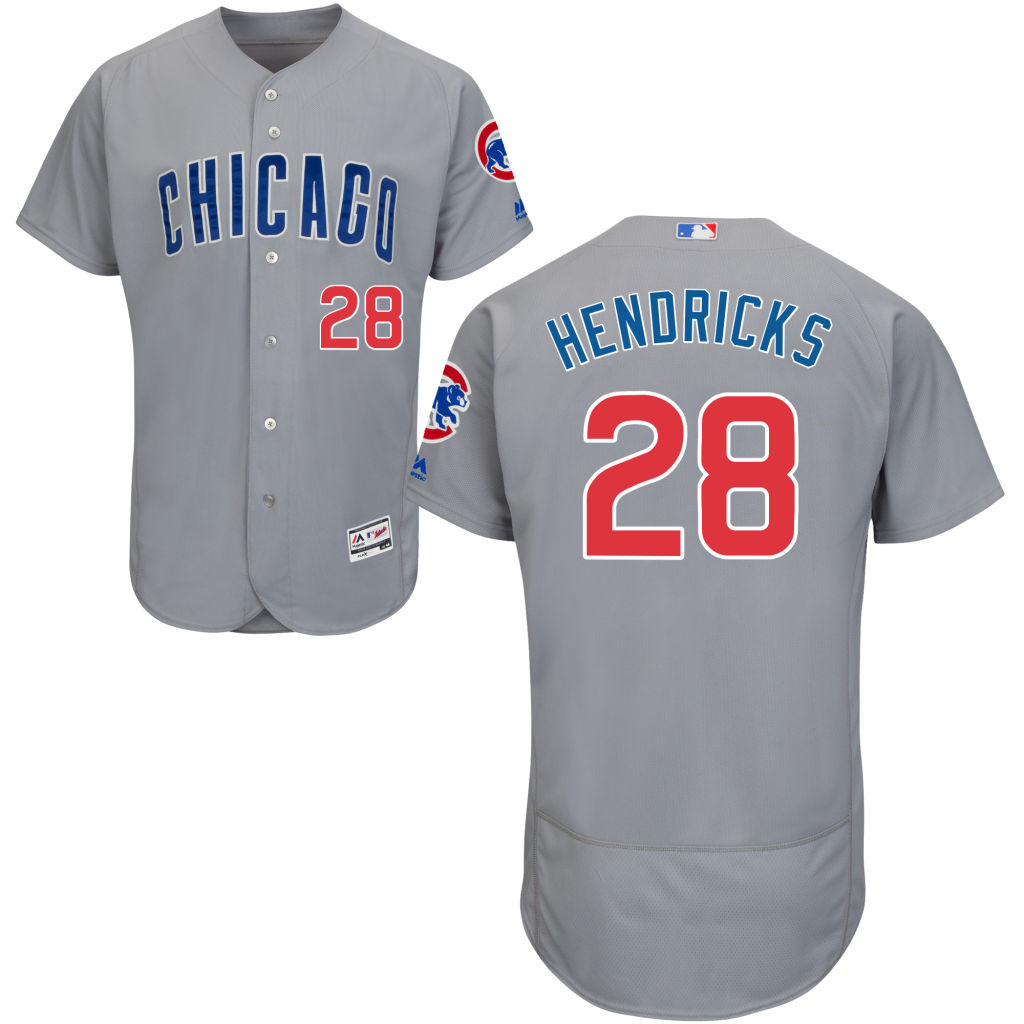 Chicago Cubs #28 Kyle Hendricks Road Gray Authentic Collection Flex Base Jersey