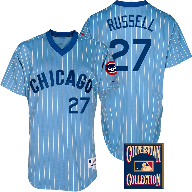 Chicago Cubs #27 Addison Russell Light Blue Throwback Turn Back The Clock Jersey