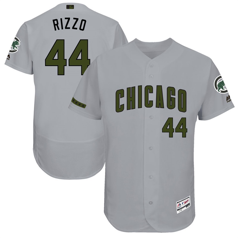 Anthony Rizzo #44 Men Chicago Cubs 2017 Memorial Day Gray Flex Base Jersey