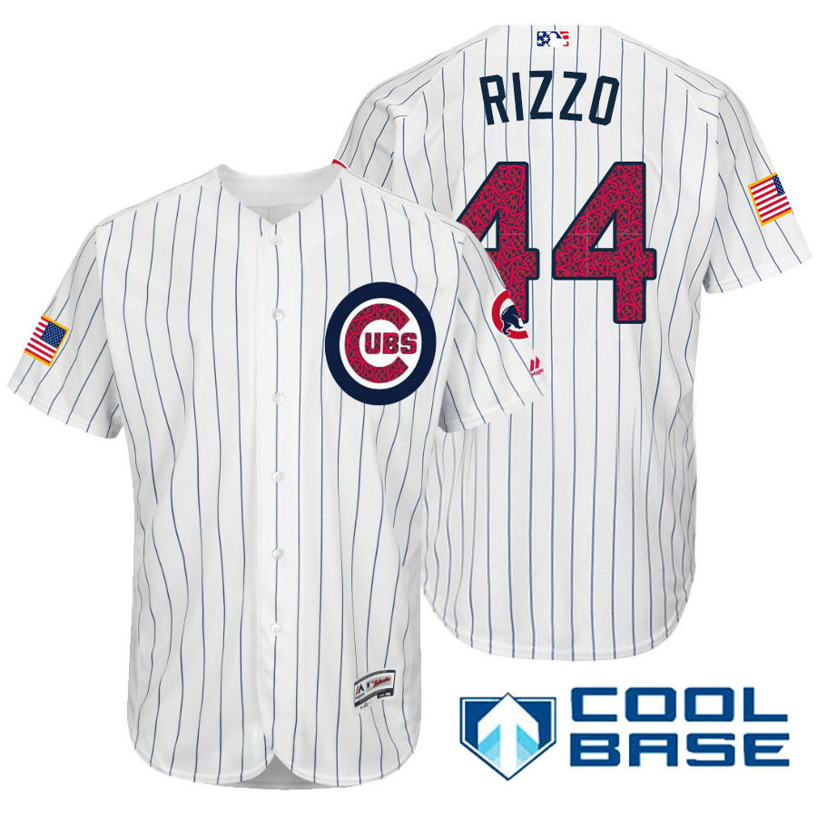 Chicago Cubs #44 Anthony Rizzo White Stars & Stripes 2016 Independence Day Cool Base Jersey