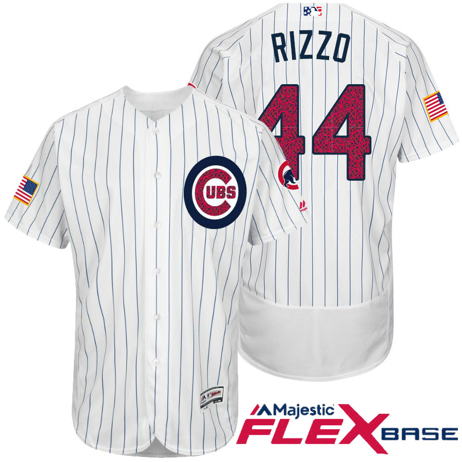 Chicago Cubs #44 Anthony Rizzo White Stars & Stripes 2016 Independence Day Flex Base Jersey