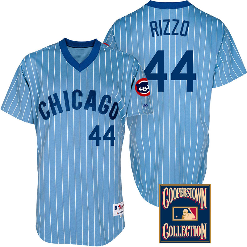 Chicago Cubs #44 Anthony Rizzo Light Blue Throwback Turn Back The Clock Jersey