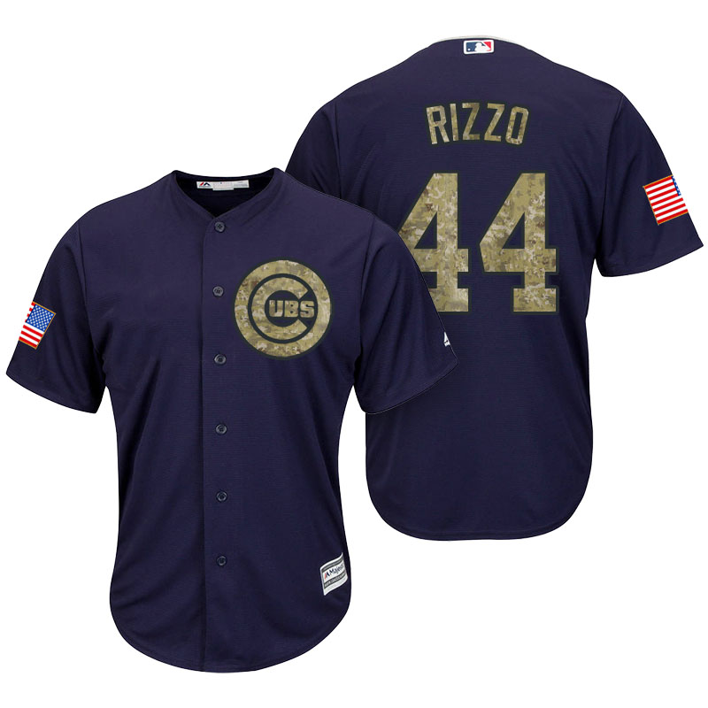 Chicago Cubs Anthony Rizzo #44 Navy Camo Flag Patch Cool Base Jersey