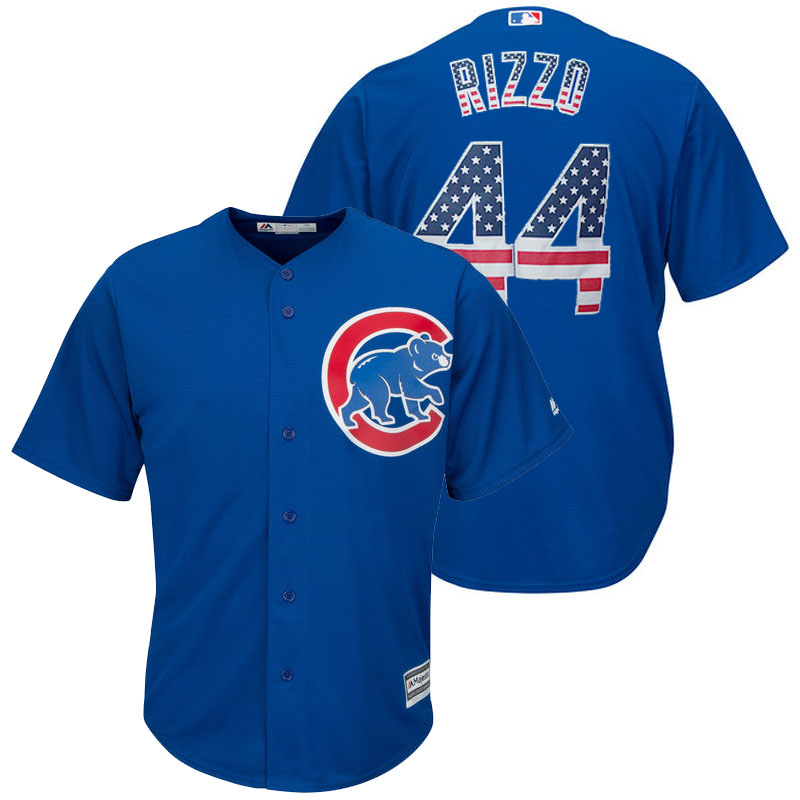 Chicago Cubs Anthony Rizzo #44 Royal Stars and Stripes Cool Base Jersey