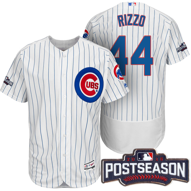 Chicago Cubs Anthony Rizzo #44 NL Central Champions White 2016 Postseason Patch Flex Base Jersey